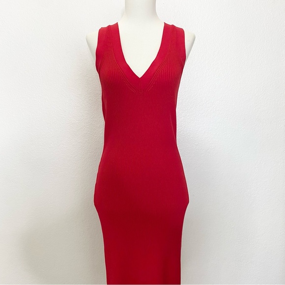 Michael Kors Dresses & Skirts - Michael Kors Red Sleeveless Ribbed V-Neck Dress
